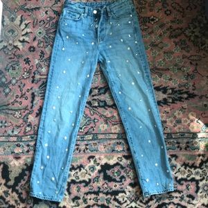 H&M vintage fit, high wait jeans with studs